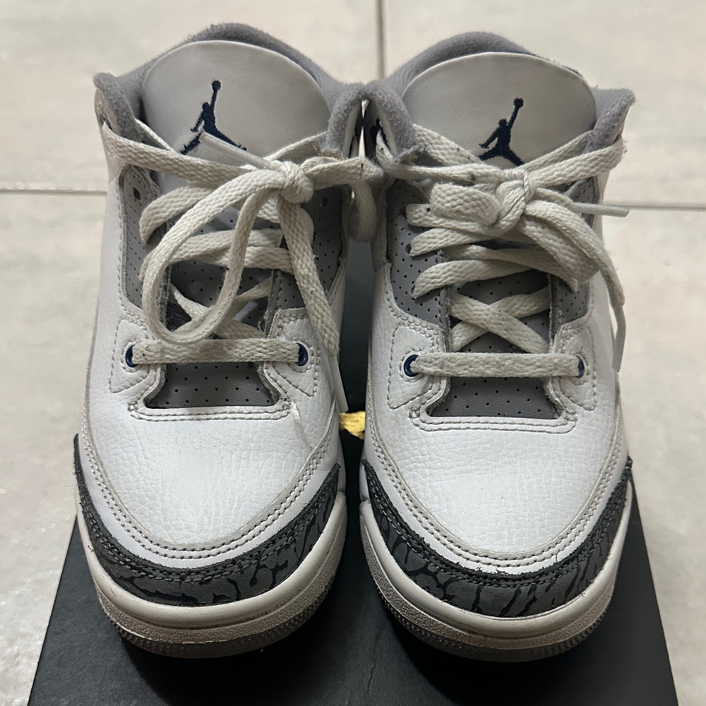 Jordan 3 Retro Kids White and Midnight Navy Sneakers